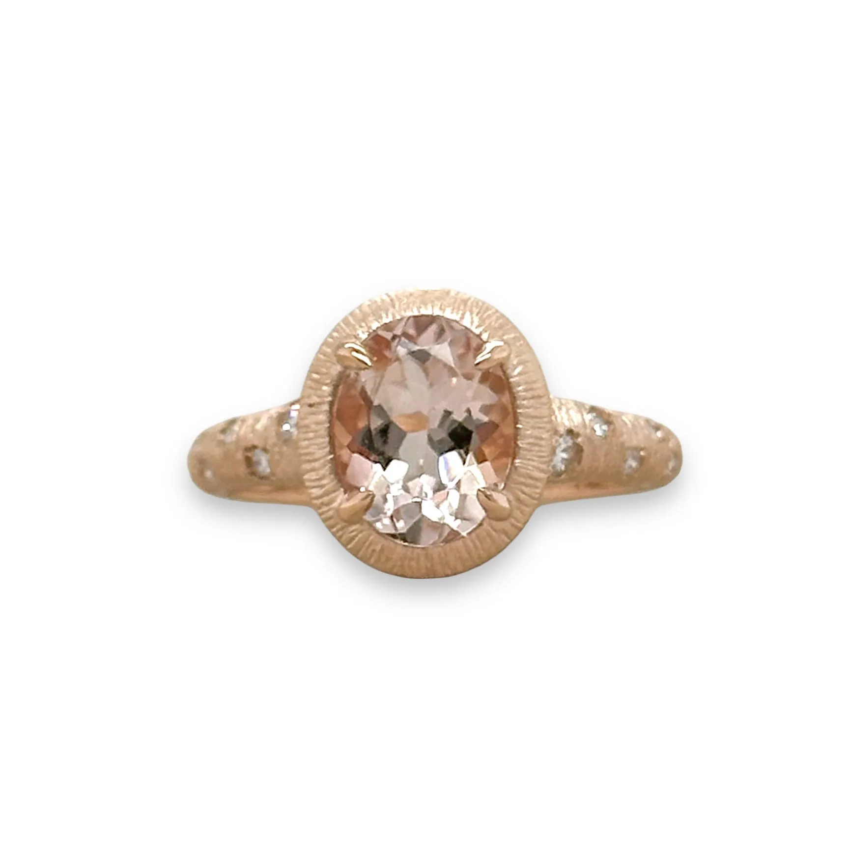 14K R Gold 0.12ctw Diamond and 1.69ct Oval Morganite Ring