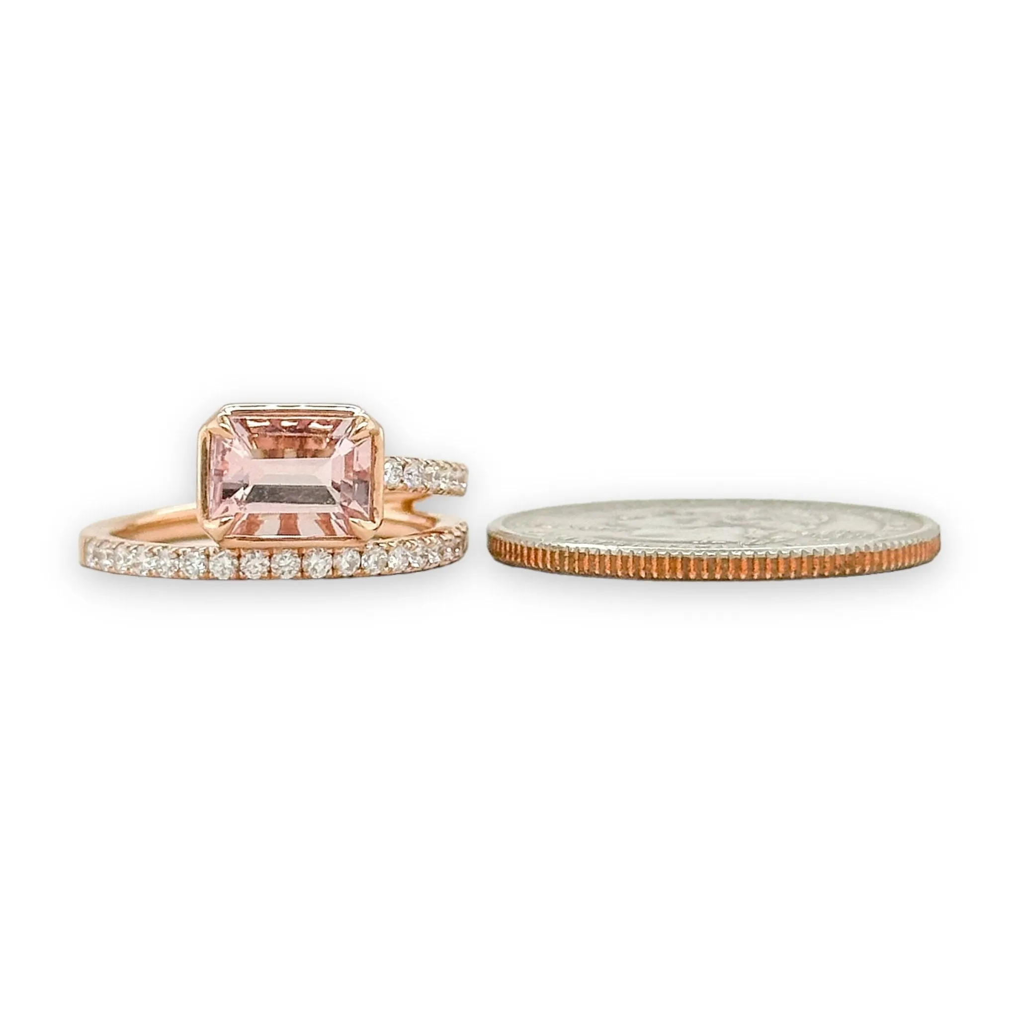 14K R Gold 0.35ctw Diamond and 1.69ct Morganite Ring