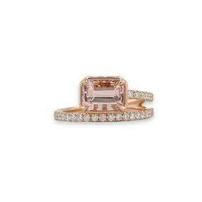 14K R Gold 0.35ctw Diamond and 1.69ct Morganite Ring