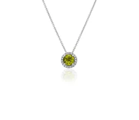 14K W Gold 0.05ctw Diamond 0.35ctw Round Peridot Halo Pendant