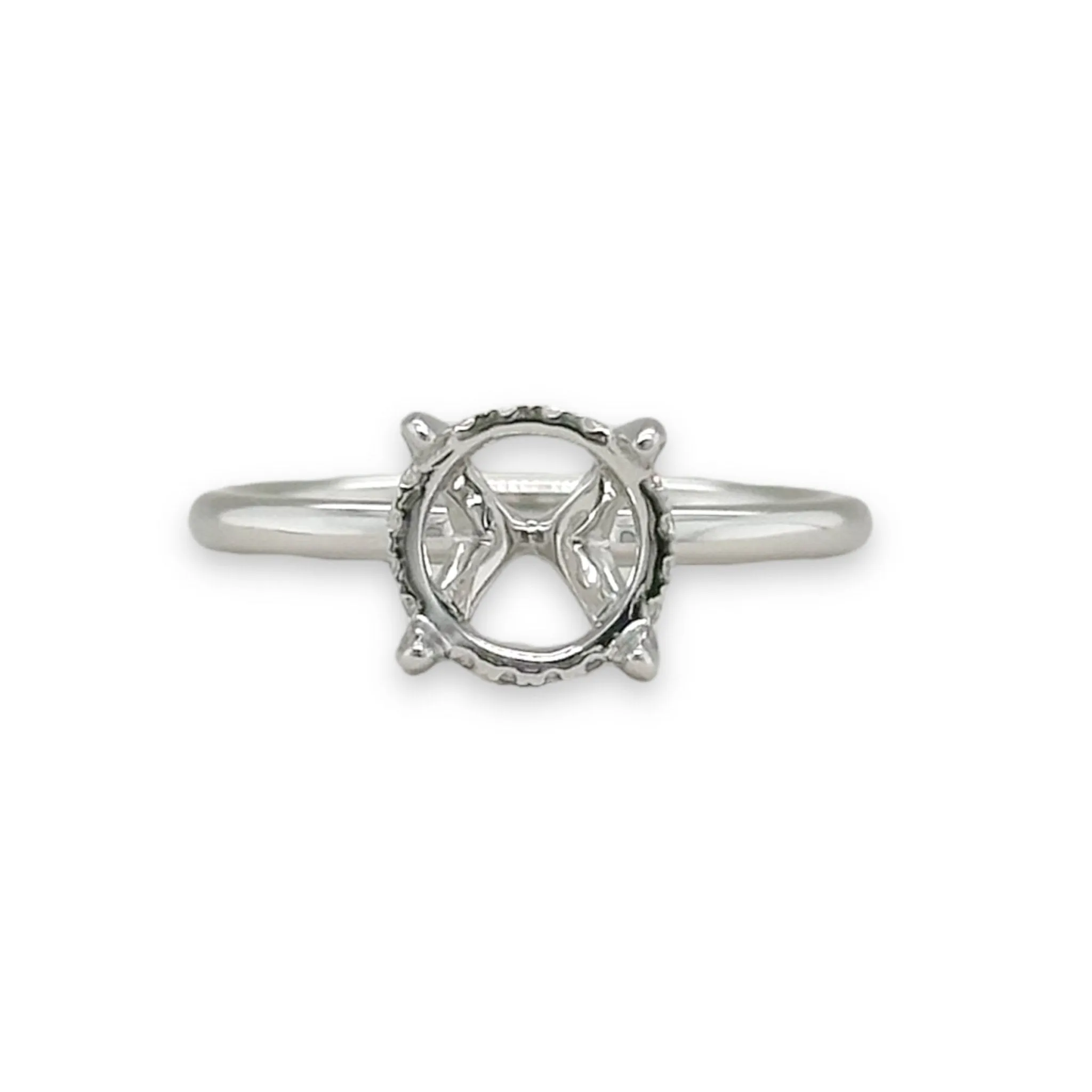 14K W Gold 0.08ctw Hidden Halo Diamond Mounting