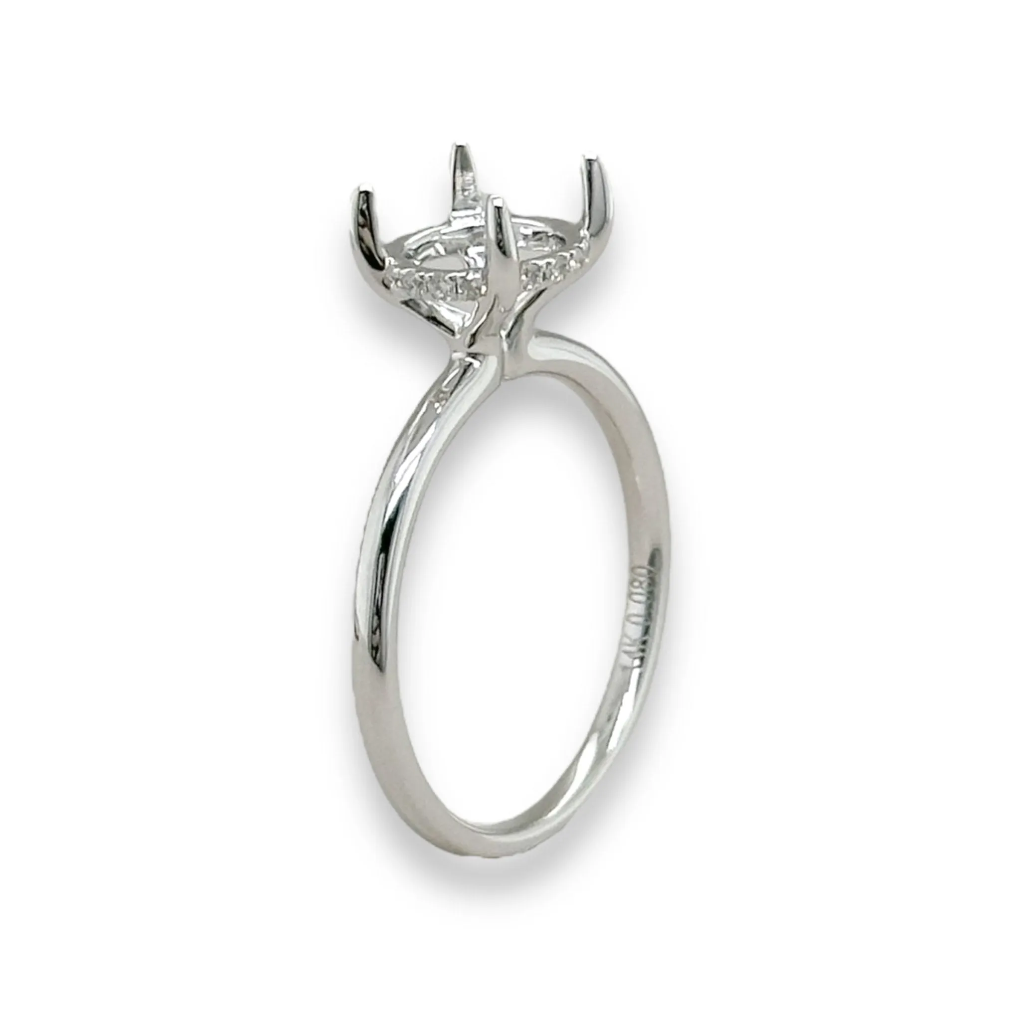 14K W Gold 0.08ctw Hidden Halo Diamond Mounting