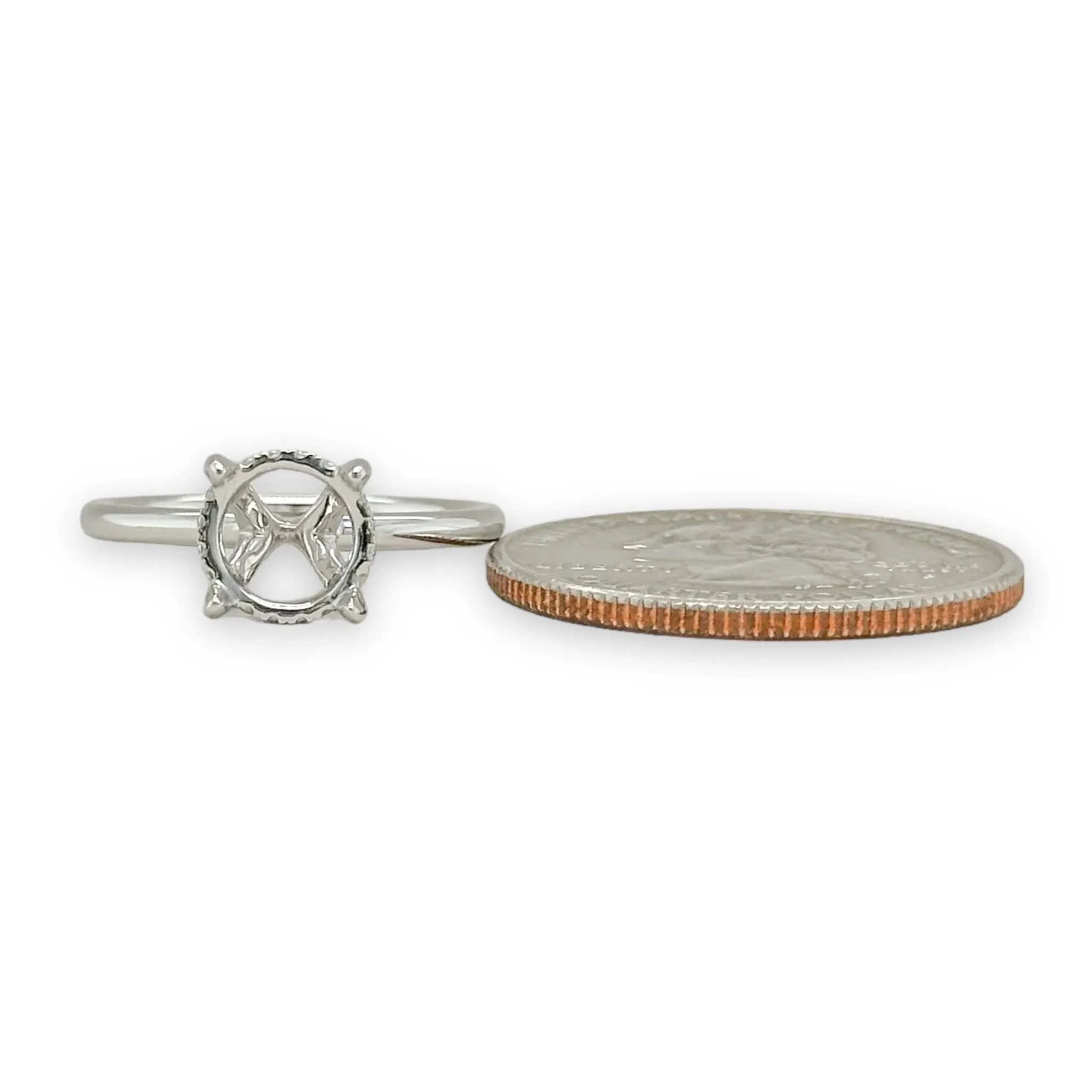 14K W Gold 0.08ctw Hidden Halo Diamond Mounting