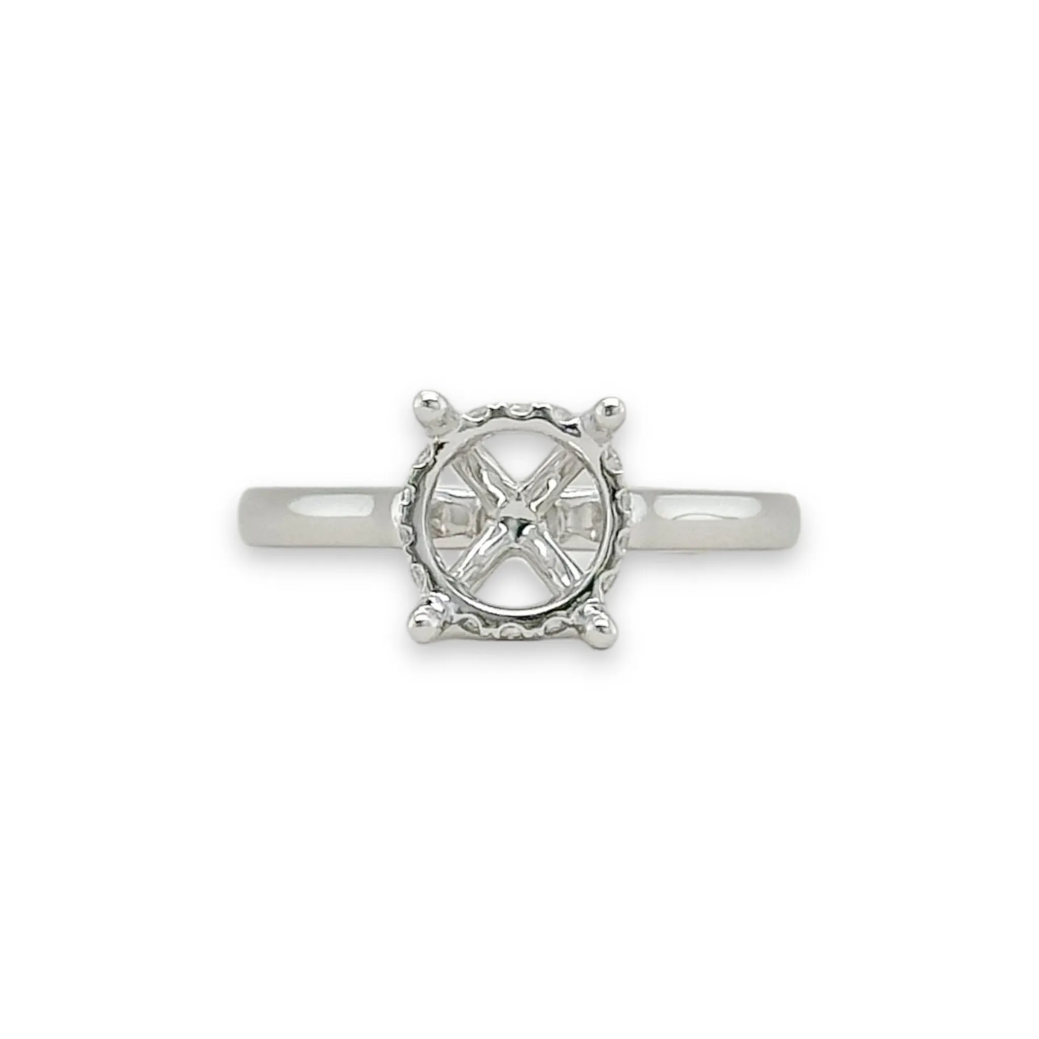 14K W Gold 0.12ctw Hidden Halo Diamond Mounting