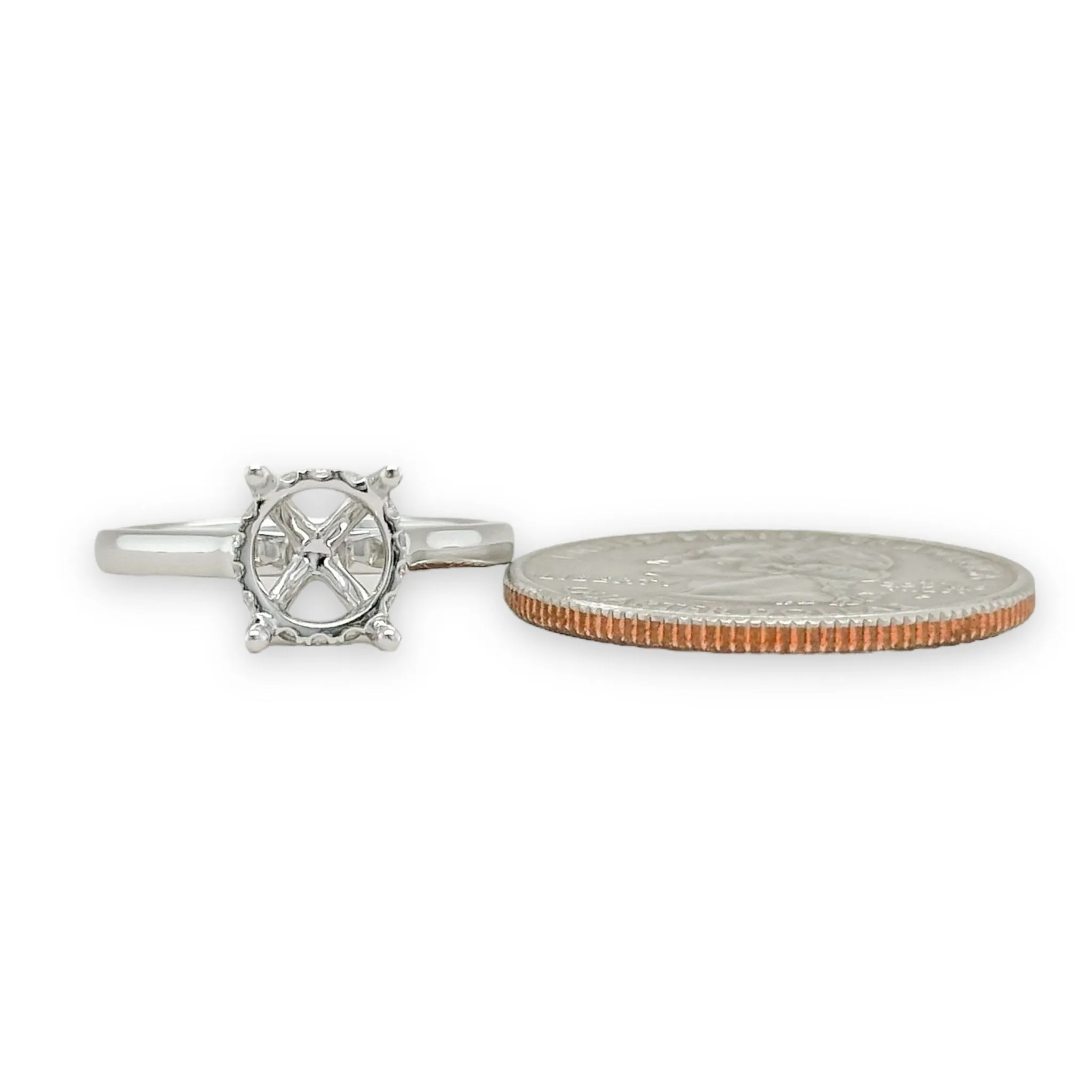 14K W Gold 0.12ctw Hidden Halo Diamond Mounting