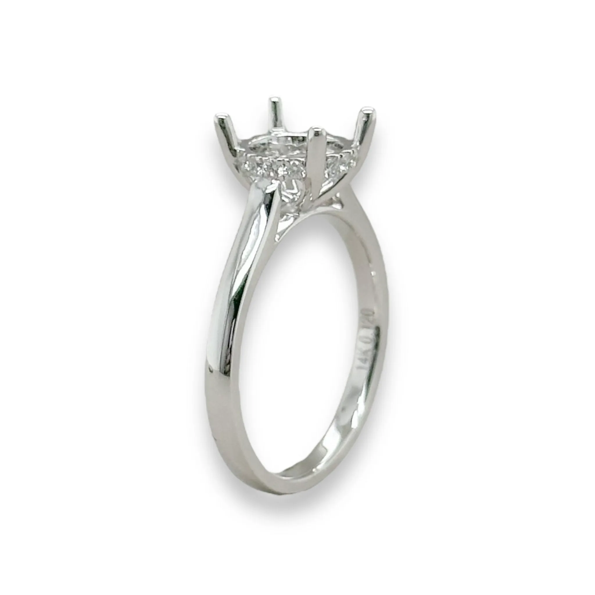 14K W Gold 0.12ctw Hidden Halo Diamond Mounting