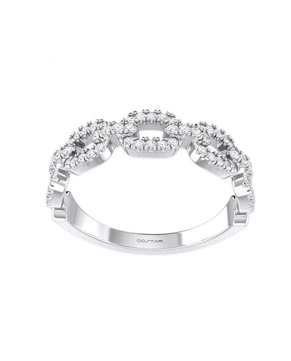 14K W Gold 0.25cttw Chain Link Diamond Ring