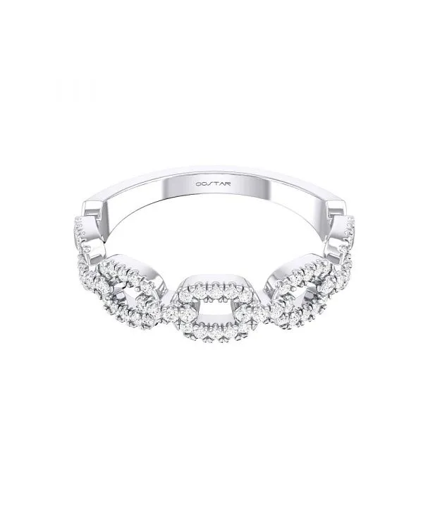 14K W Gold 0.25cttw Chain Link Diamond Ring