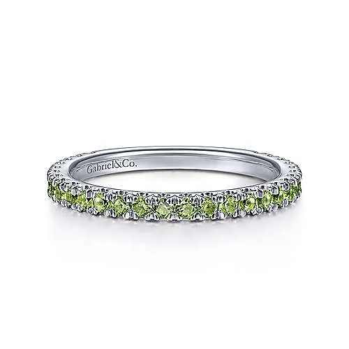 14K W Gold 0.36cttw Peridot Band 2mm