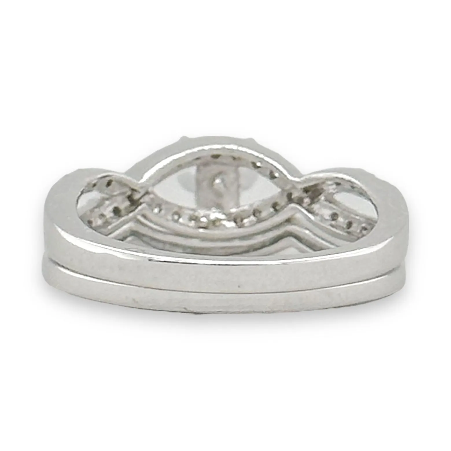 14K W Gold 0.40cttw H-I/SI2 Scroll Design Diamond Band/Mounting Set