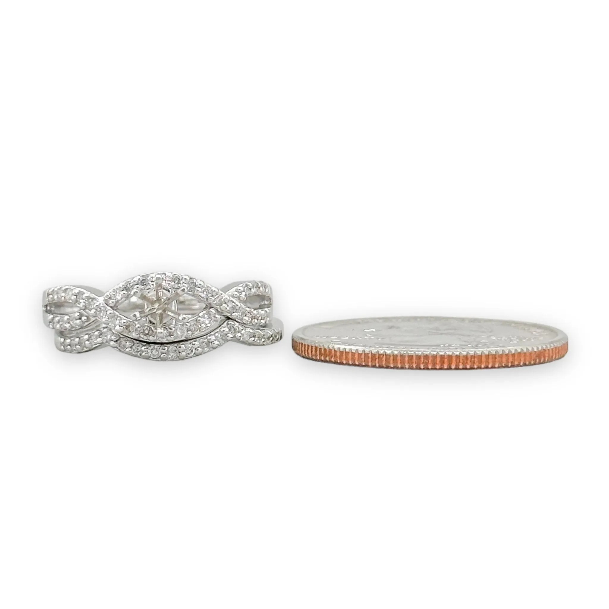 14K W Gold 0.40cttw H-I/SI2 Scroll Design Diamond Band/Mounting Set
