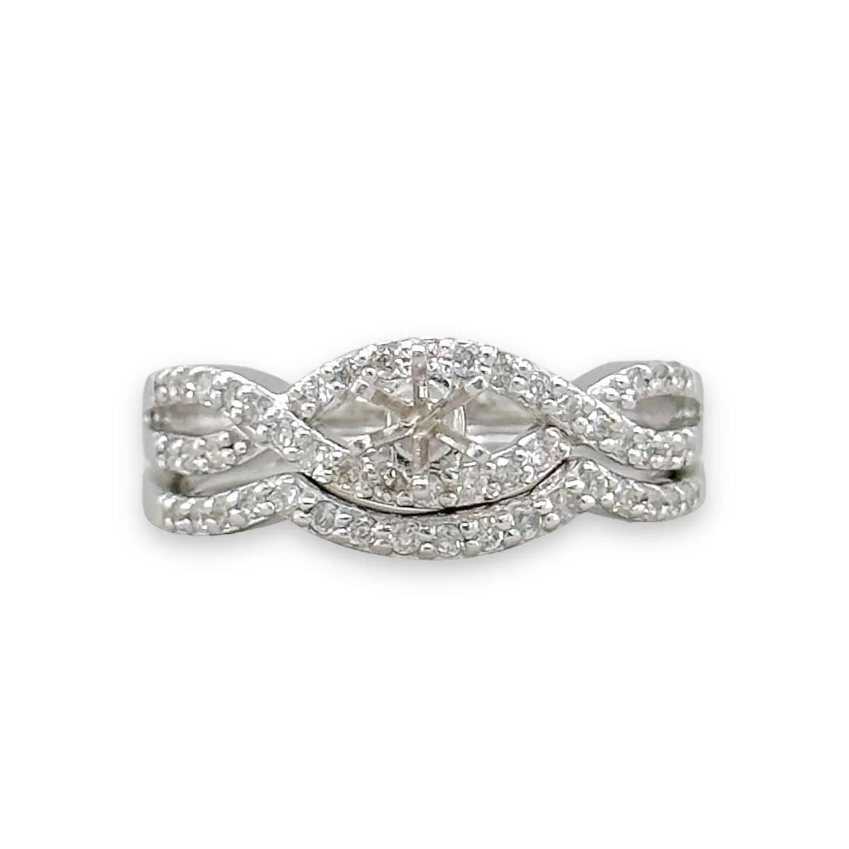14K W Gold 0.40cttw H-I/SI2 Scroll Design Diamond Band/Mounting Set