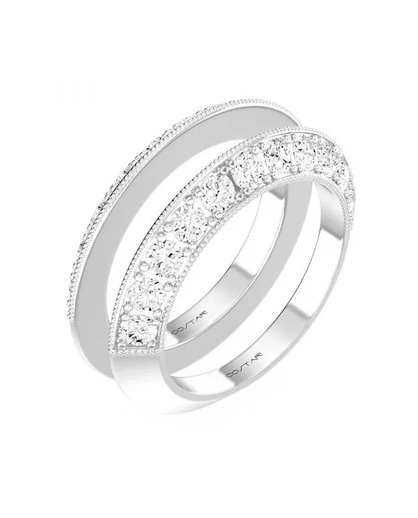 14K W Gold 0.40cttw One Sided Pave Diamond Band