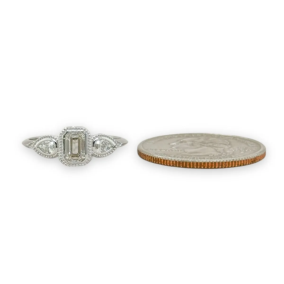 14K W Gold 0.60ctw I/SI1 3 Stone Diamond Ring