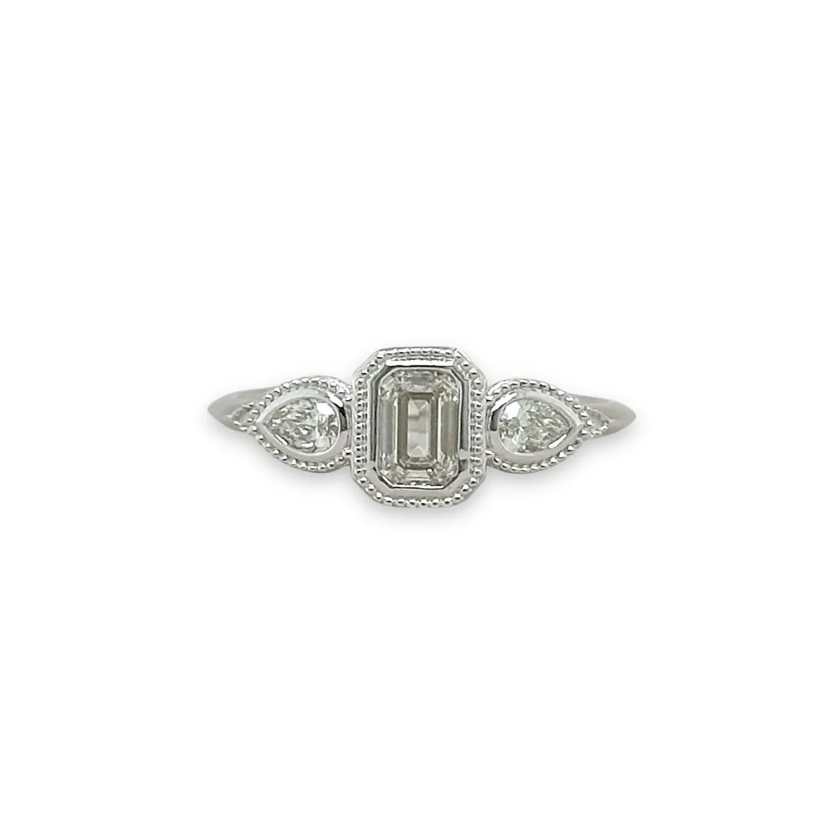 14K W Gold 0.60ctw I/SI1 3 Stone Diamond Ring