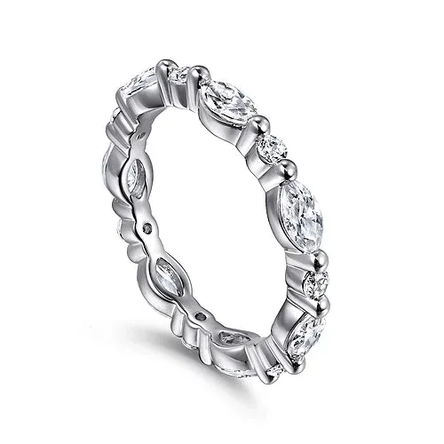 14K W Gold 1.30tw Marquise and Round Diamond Eternity Band