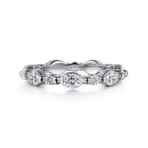 14K W Gold 1.30tw Marquise and Round Diamond Eternity Band