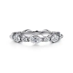 14K W Gold 1.30tw Marquise and Round Diamond Eternity Band