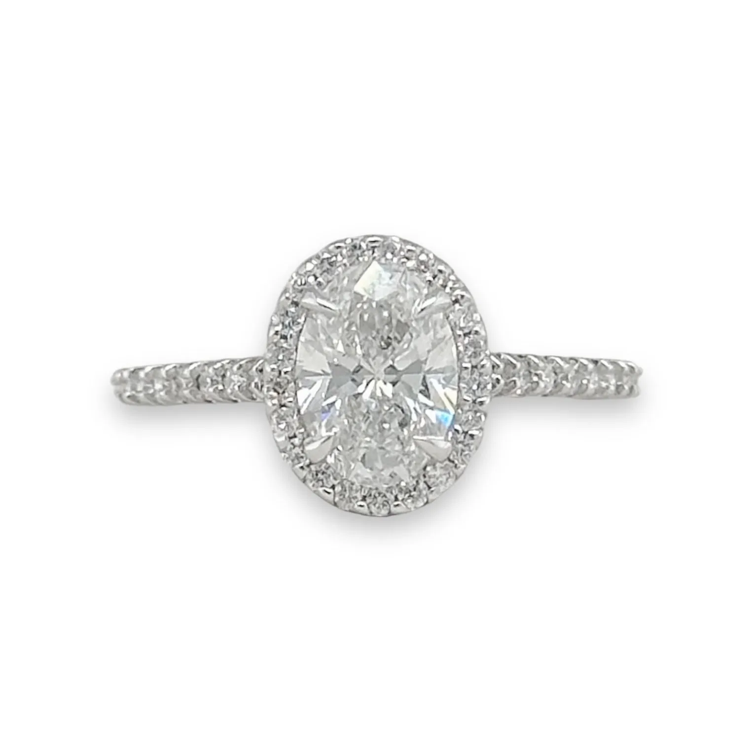 14K W Gold 1.32ctw Lab F/VS2 Created Oval Halo Diamond Ring
