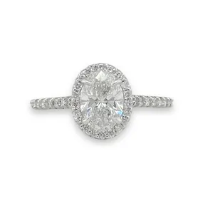 14K W Gold 1.32ctw Lab F/VS2 Created Oval Halo Diamond Ring