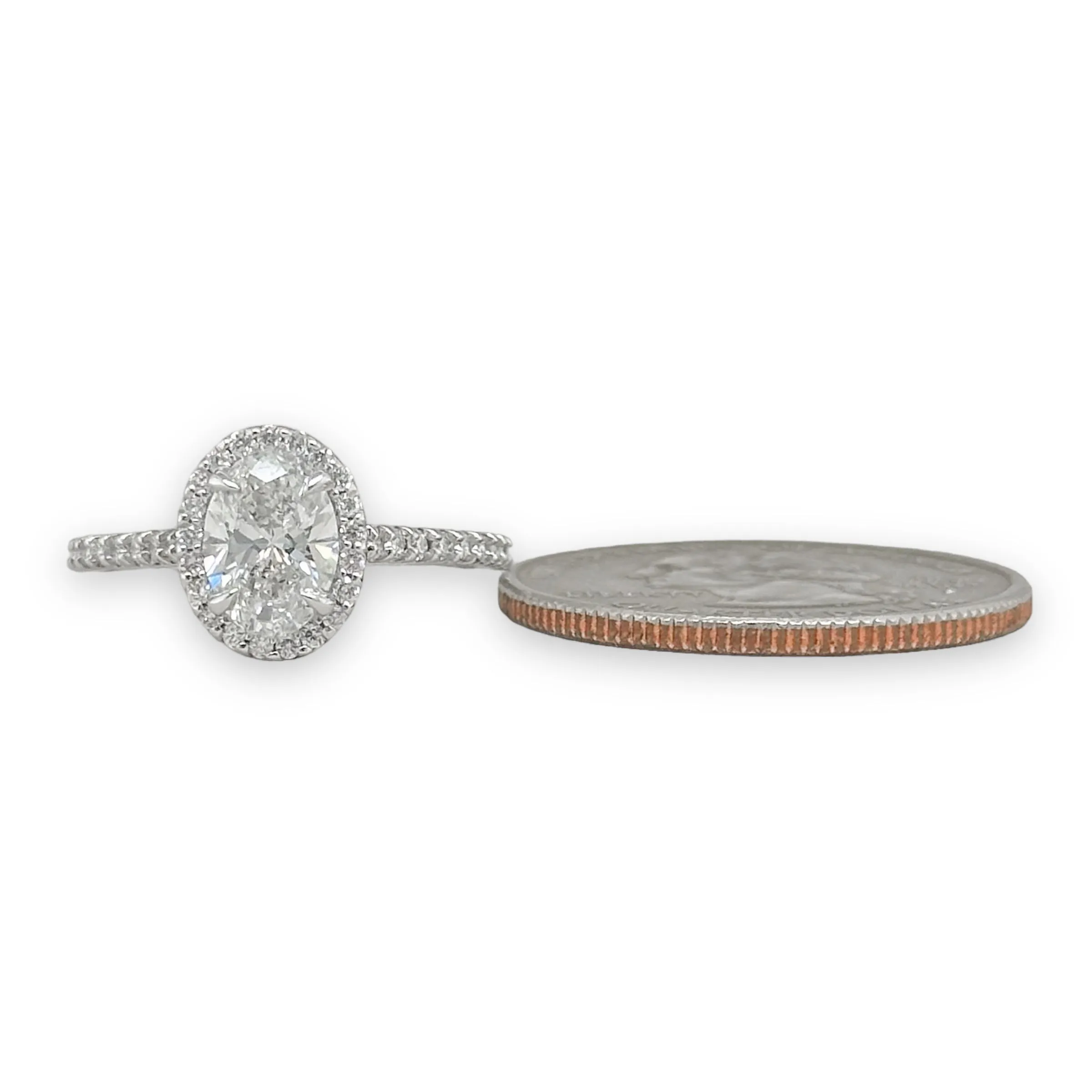 14K W Gold 1.32ctw Lab F/VS2 Created Oval Halo Diamond Ring