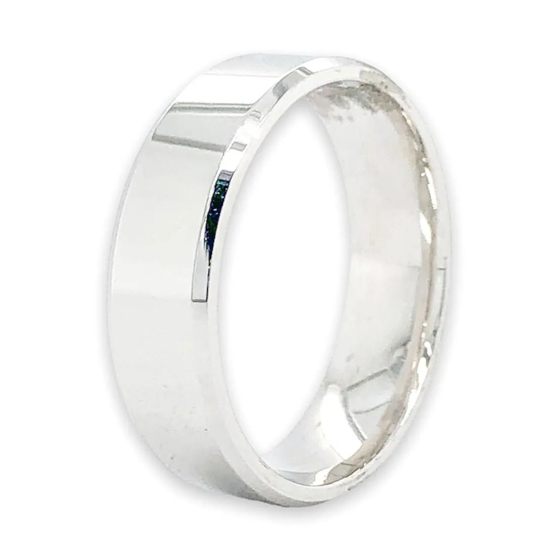14K W Gold 6mm Flat Wedding Band