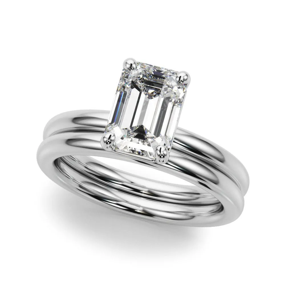 14K W Gold Emerald Cut Mounting 8.5X6