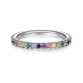 14K W Gold Multi Gemstone Band