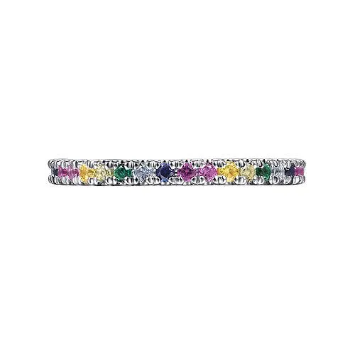 14K W Gold Multi Gemstone Band