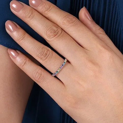 14K W Gold Multi Gemstone Band