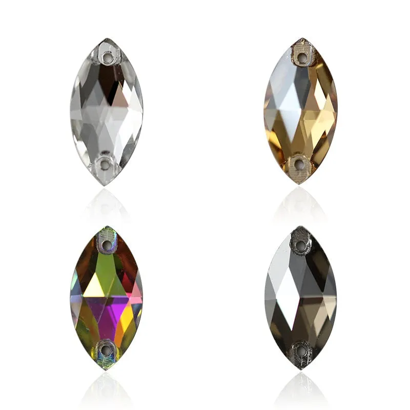 #204 AA Quality 4 Sizes Boutique Navette Shape Crystal Sew On Rhinestones