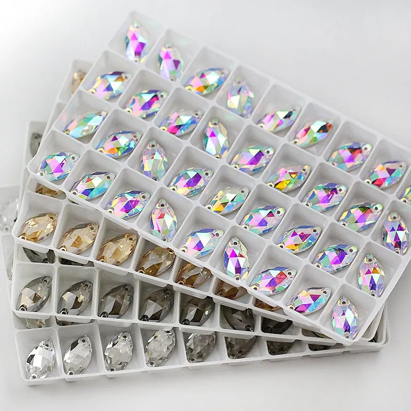 #204 AA Quality 4 Sizes Boutique Navette Shape Crystal Sew On Rhinestones