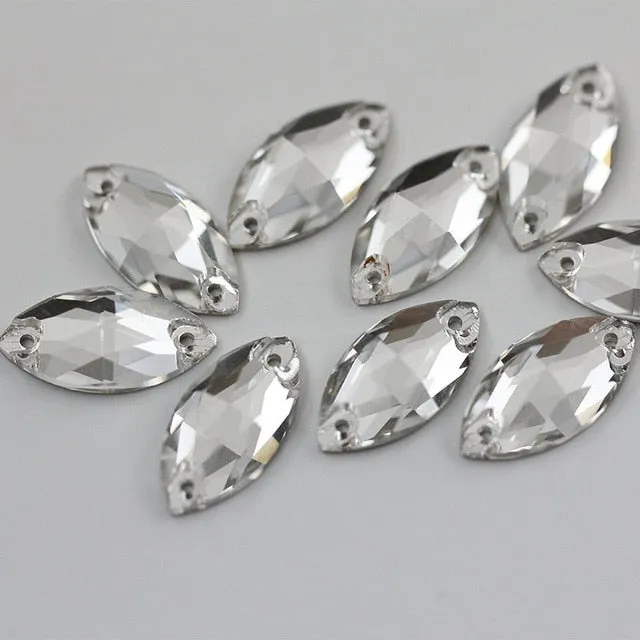 #204 AA Quality 4 Sizes Boutique Navette Shape Crystal Sew On Rhinestones