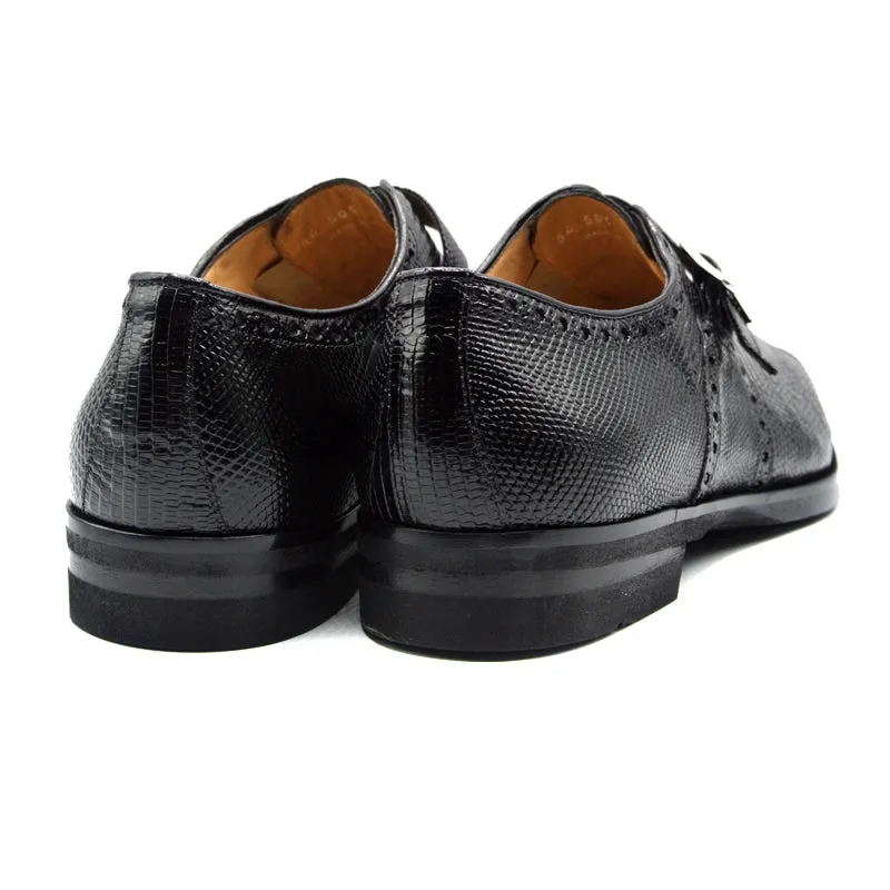 54-505-BLK ANTONIO Teju Lizard Monk Strap, Black