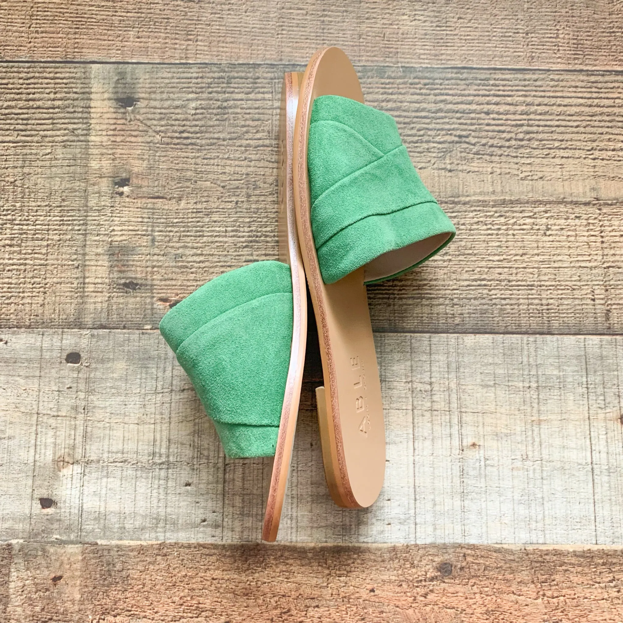 ABLE Green Suede Slip On Sandals NWOT- Size 6.5