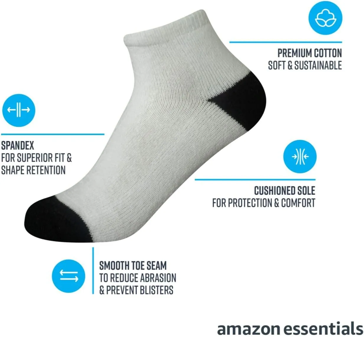 Amazon Essentials Unisex Kids and Toddlers' Cotton Ankle Socks, 14 Pairs