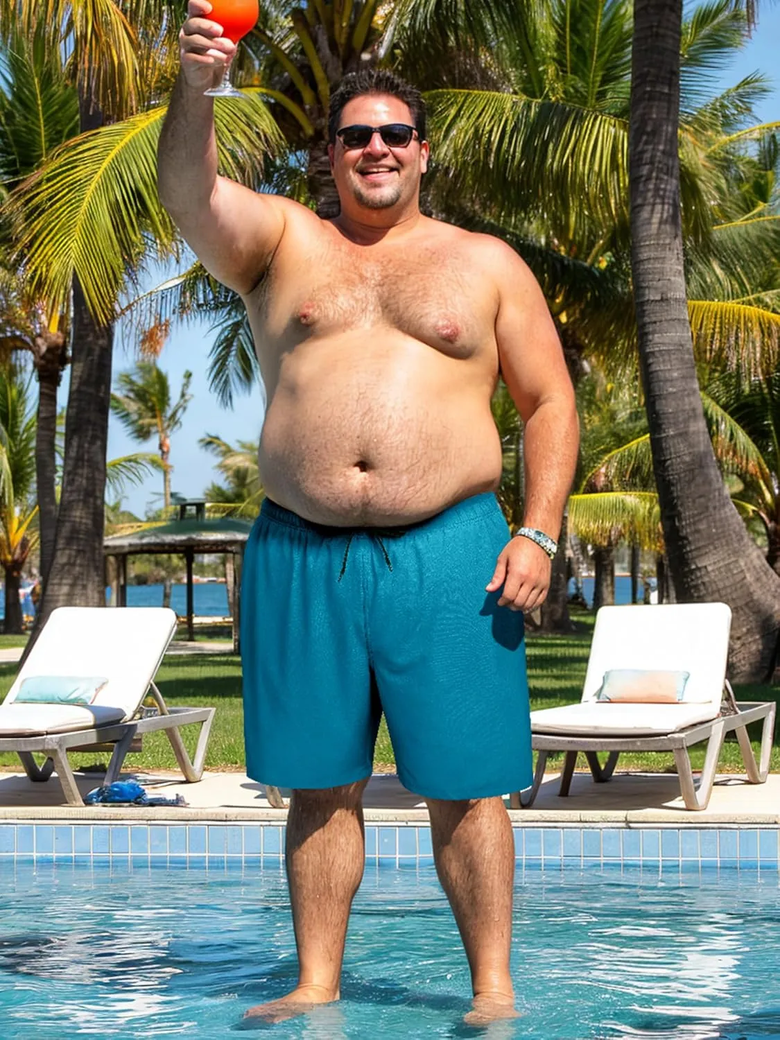 Arcweg Men's Big and Tall Swim Trunks Plus Size Swimsuit for Men with Compression Liner & Zipper Pocket