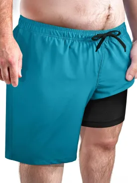 Arcweg Men's Big and Tall Swim Trunks Plus Size Swimsuit for Men with Compression Liner & Zipper Pocket