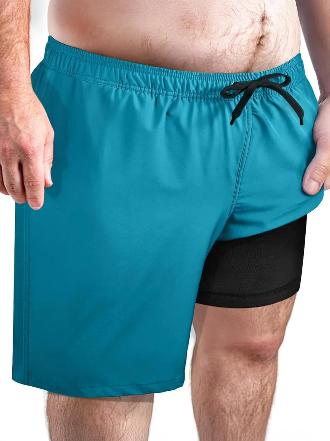 Arcweg Men's Big and Tall Swim Trunks Plus Size Swimsuit for Men with Compression Liner & Zipper Pocket