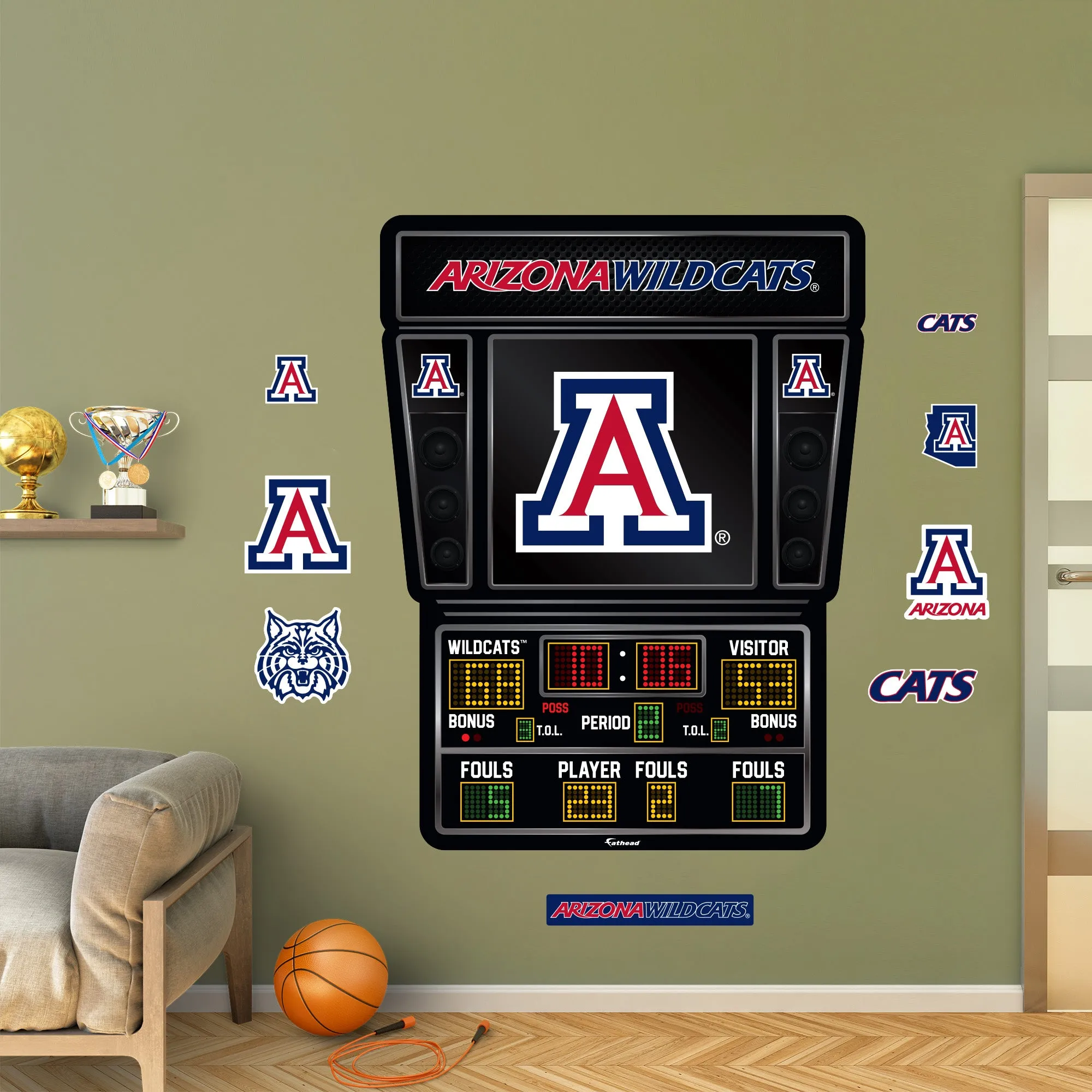 Arizona Wildcats:   Basketball Scoreboard        - Officially Licensed NCAA Removable     Adhesive Decal