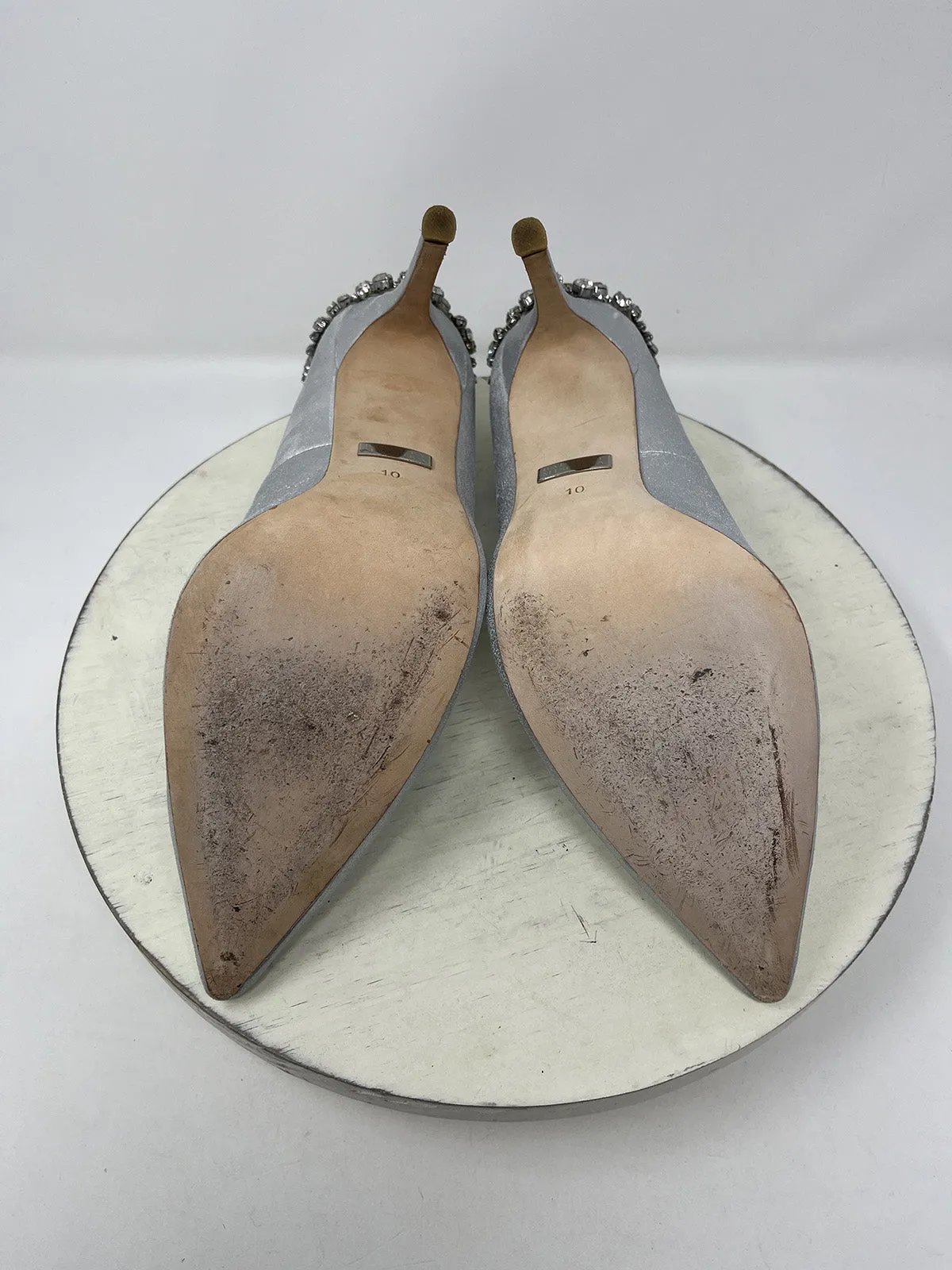 Badgley Mischka Size 10 Silver Rhinestone Heels
