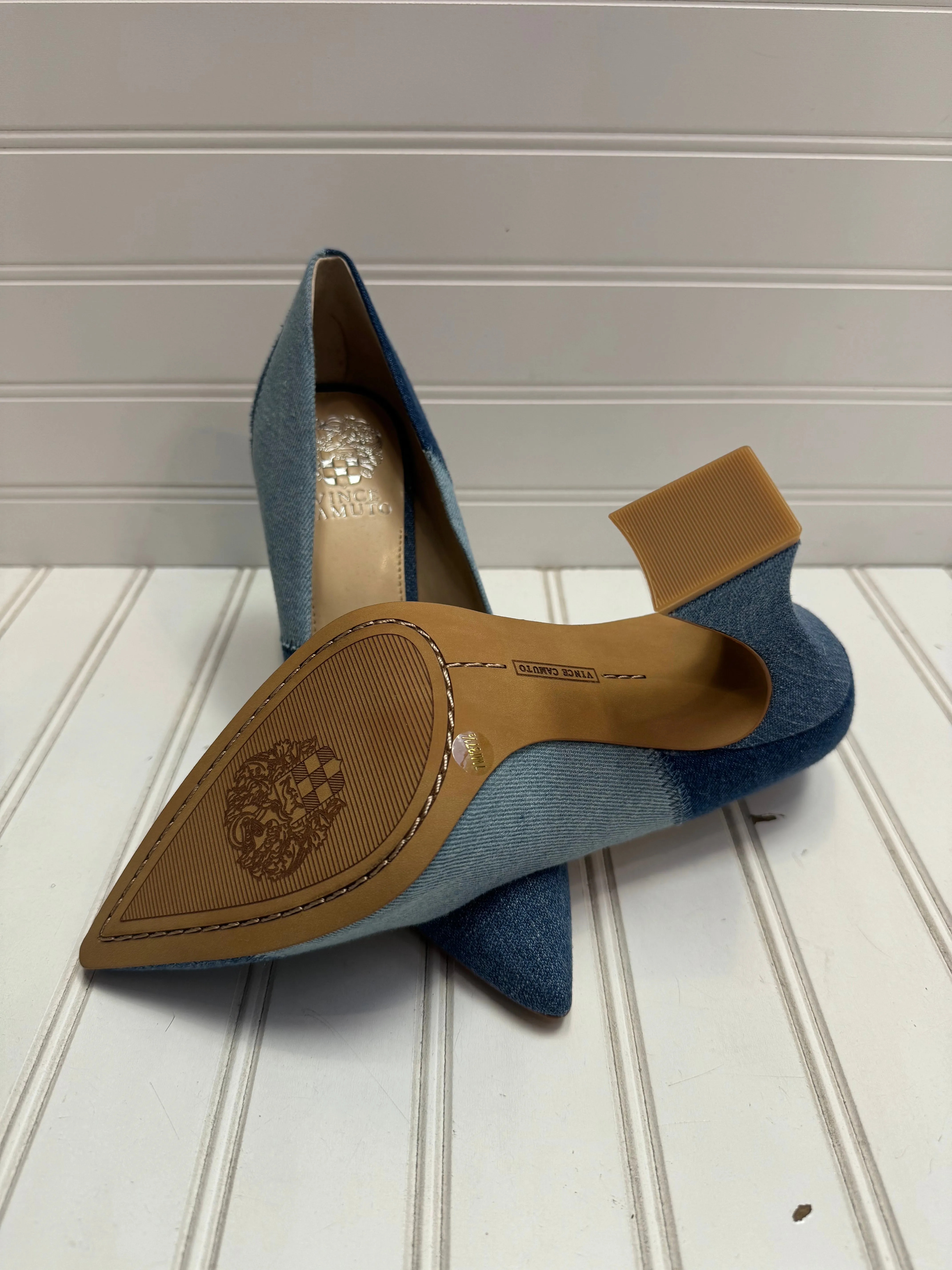 Blue Denim Shoes Heels Block Vince Camuto, Size 7