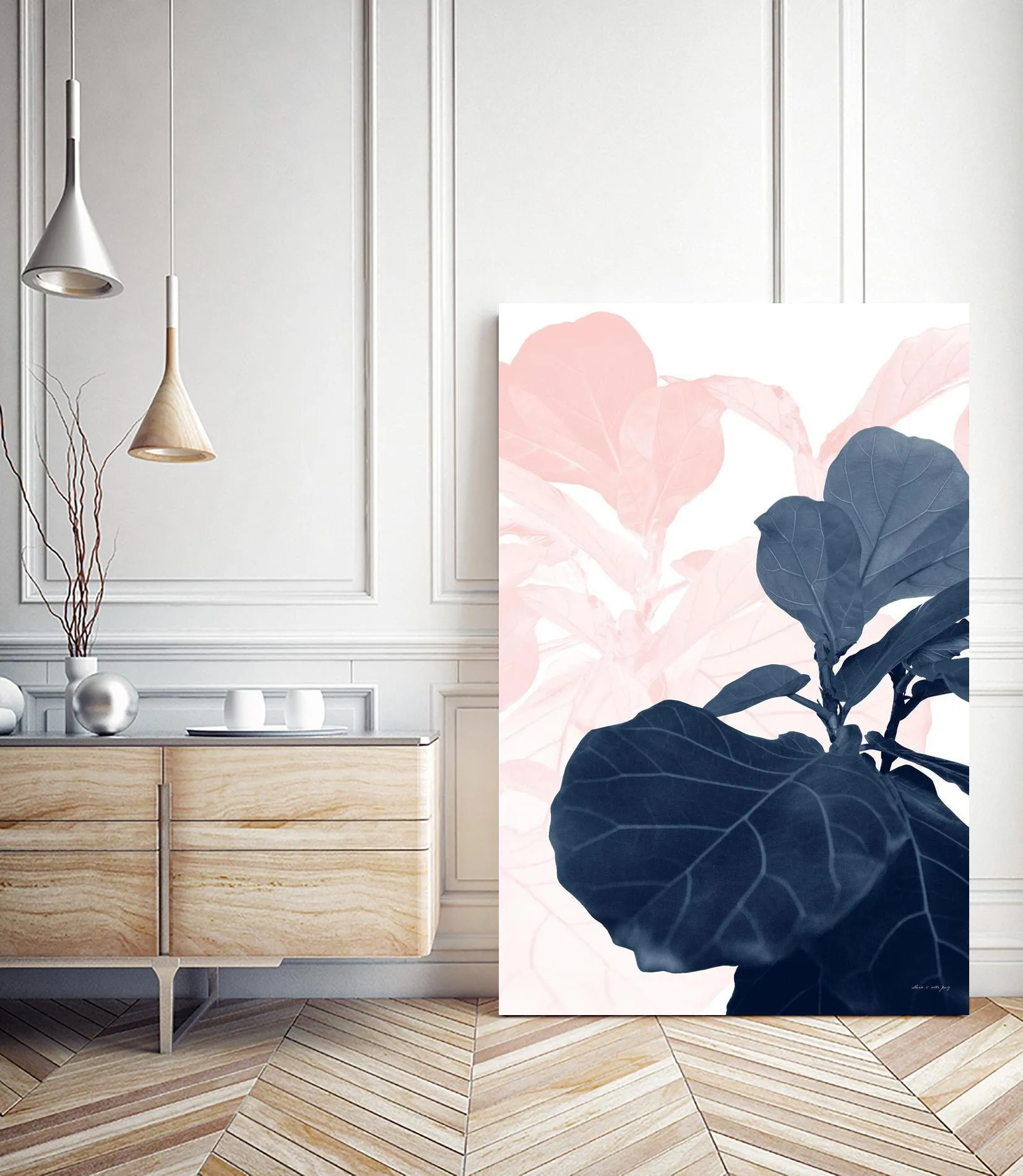 Blush Blue Fiddle Leaf Dream #1 #tropical #decor #art