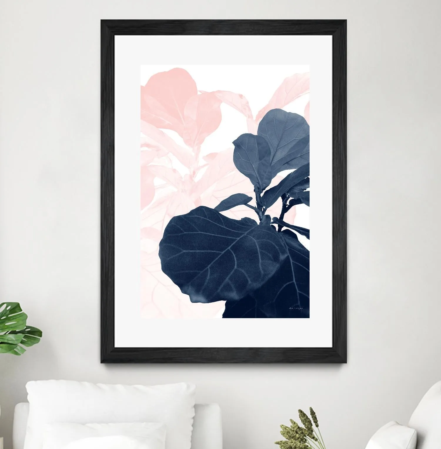 Blush Blue Fiddle Leaf Dream #1 #tropical #decor #art