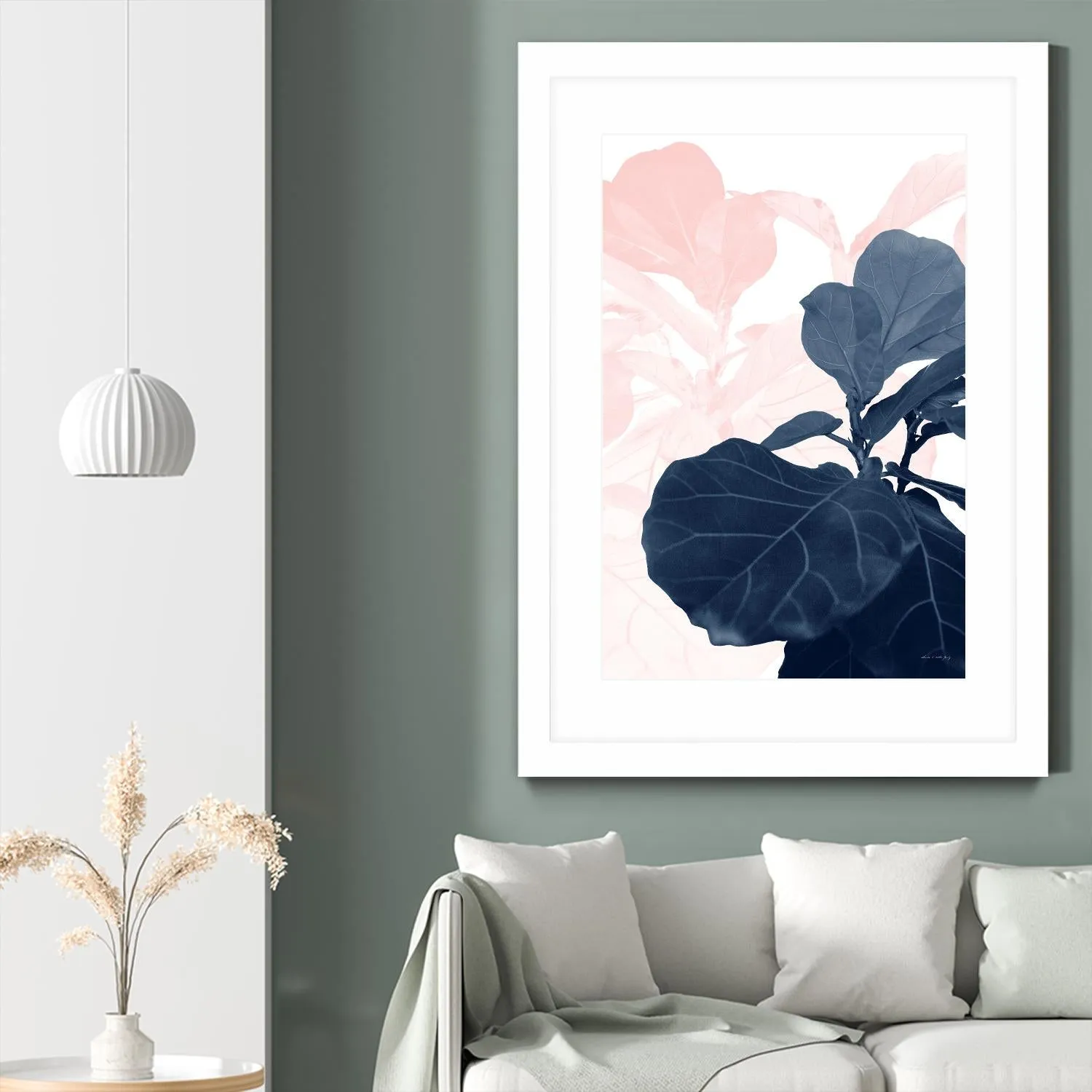 Blush Blue Fiddle Leaf Dream #1 #tropical #decor #art