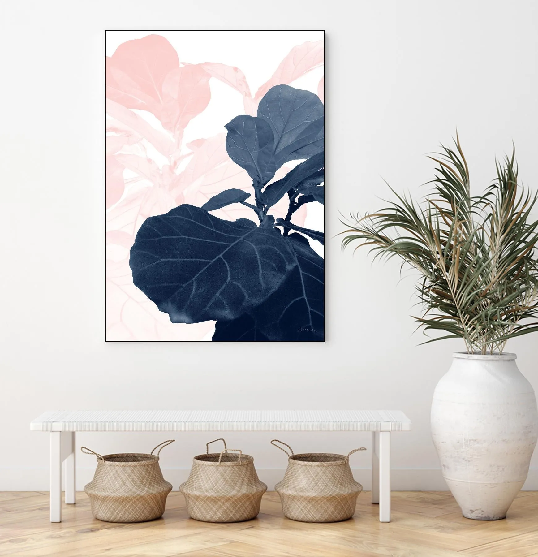 Blush Blue Fiddle Leaf Dream #1 #tropical #decor #art