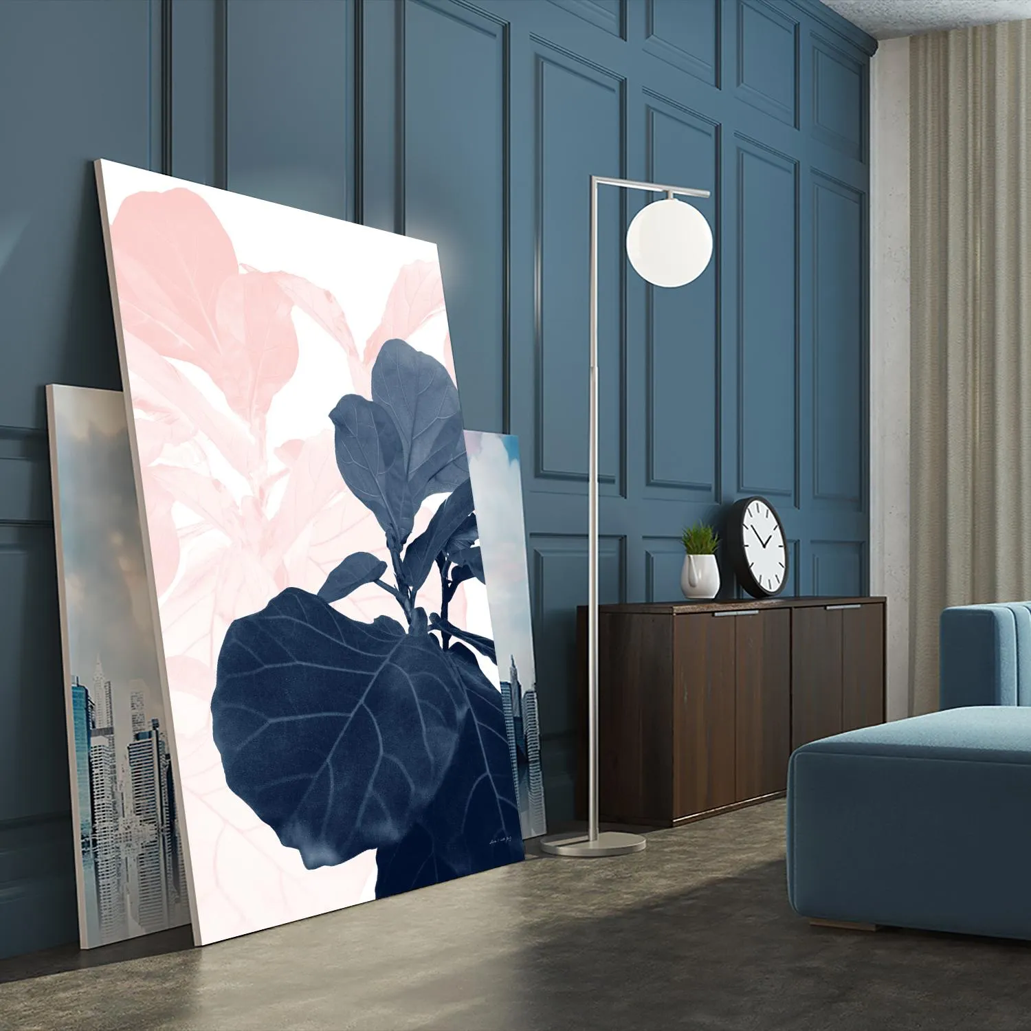 Blush Blue Fiddle Leaf Dream #1 #tropical #decor #art