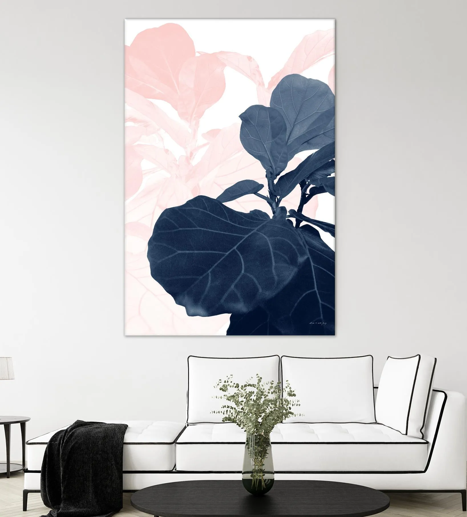 Blush Blue Fiddle Leaf Dream #1 #tropical #decor #art