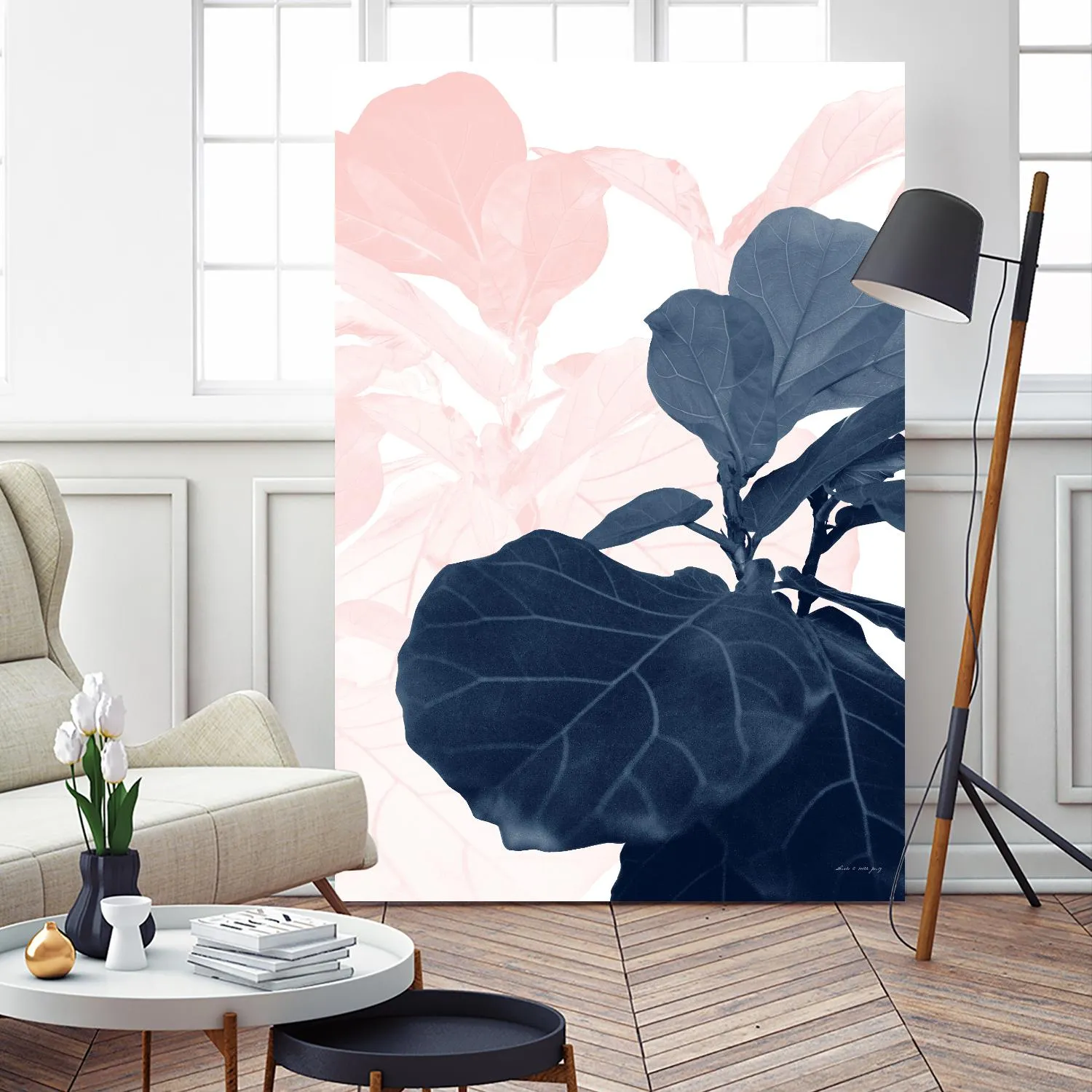 Blush Blue Fiddle Leaf Dream #1 #tropical #decor #art