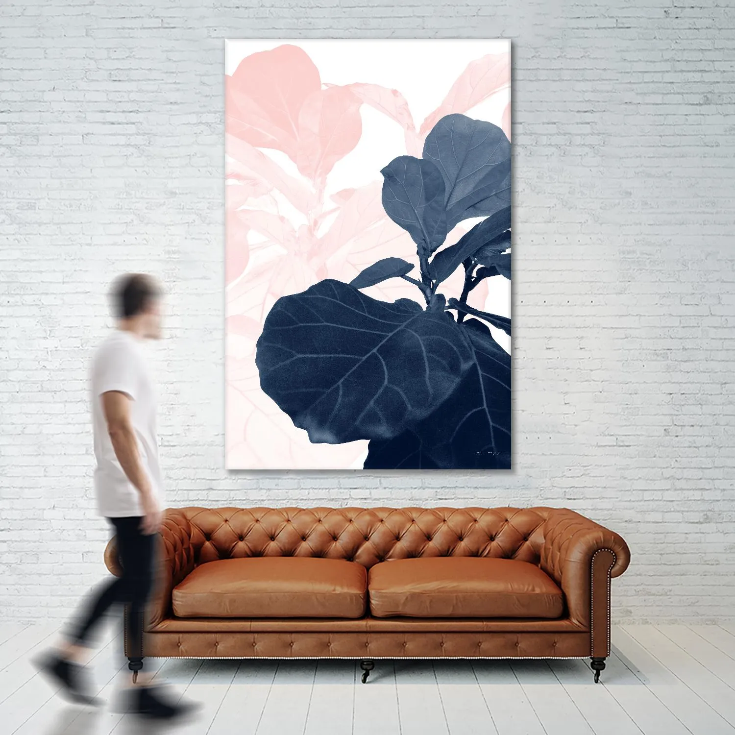 Blush Blue Fiddle Leaf Dream #1 #tropical #decor #art